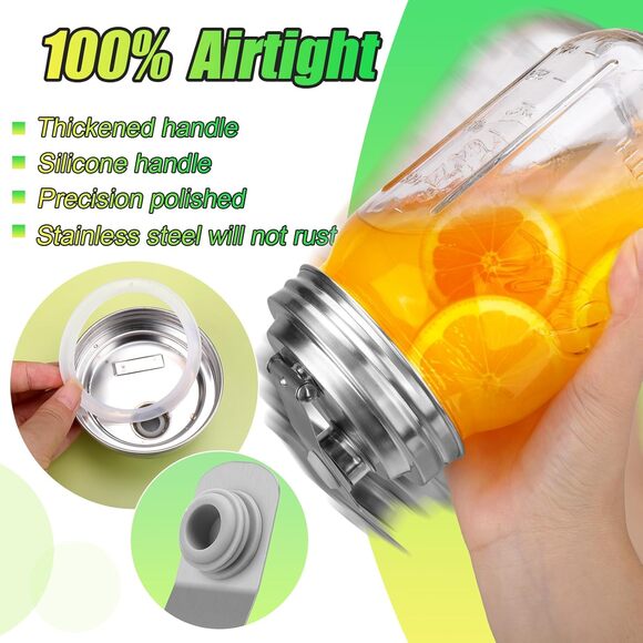 Amazon Mason Jar Pour Spout Stainless Steel Wide Mouth Spout Flip Cap Lids Set 2 - Picture 4 of 8